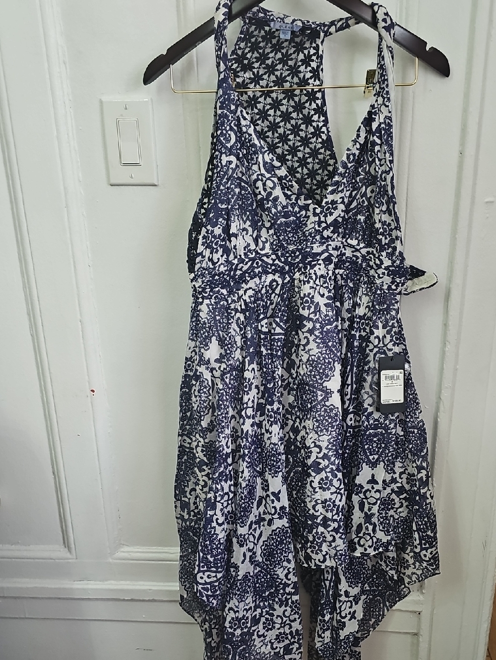 Navy and White Floral Halter Dress
